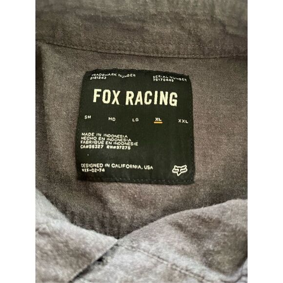 Fox Racing Mens Dark Gray Chest Pocket Short Sleeve Button Down Shirt Size XL - Picture 13 of 13